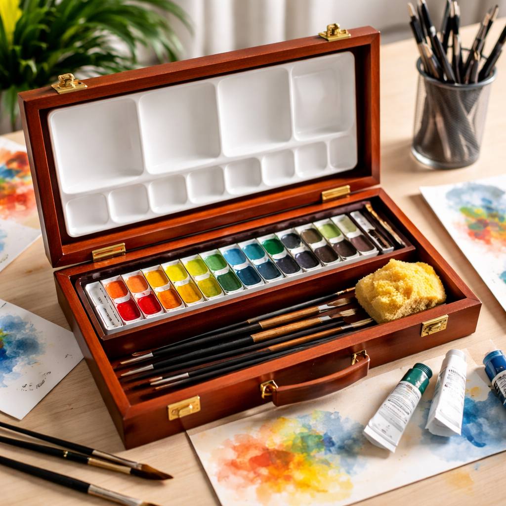 Professional Watercolour Set in Wooden Box