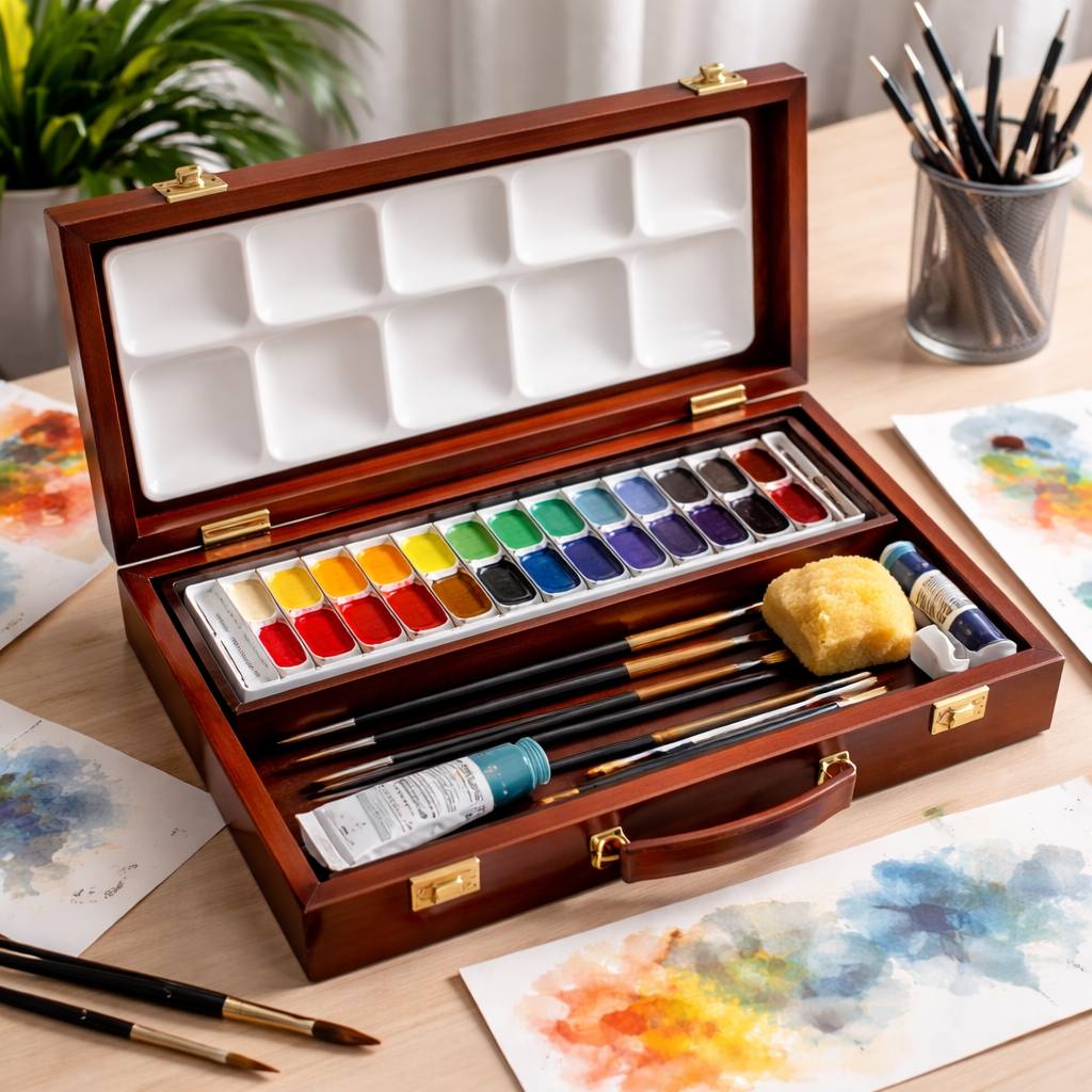 Wooden Watercolour Set (24 Colours)